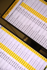 Arrivals infomation sign on a airport.