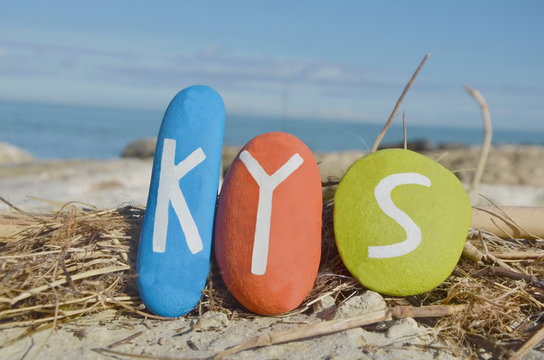 Kys, kiss word in danish language on stones