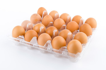 Eggs packed isolated white background