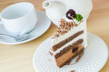 Chocolate cake with black cherry