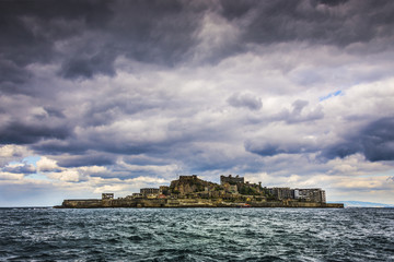 Obraz premium Battleship Island off the coast of Nagasaki, Japan