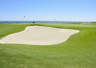 Golf course next to the sea
