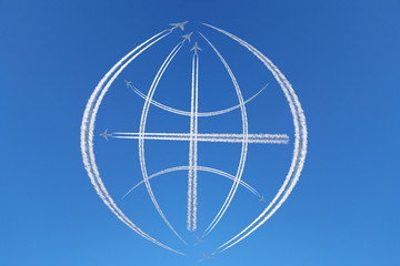 Graphs of diagram made of airplanes and its trailes