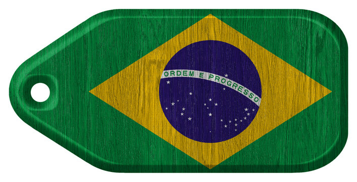 brazil flag painted on wooden tag
