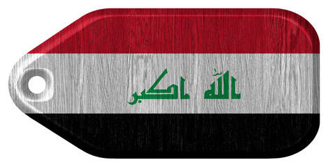 Iraq Flag painted on wood tag