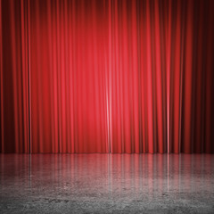red curtains