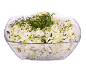 Salad from cabbage with a cucumber and greens