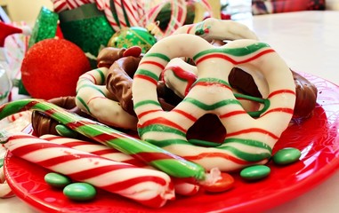 Christmas candy and pretzels - 60691903