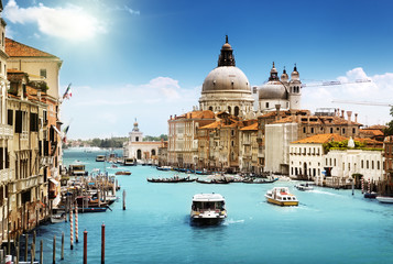 Grand Canal and Basilica Santa Maria della Salute, Venice, Italy - obrazy, fototapety, plakaty