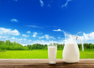 milk and sunny spring field