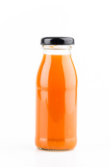 Fototapeta na wymiar Orange juice bottle isolated white background