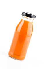 Orange juice bottle isolated white background