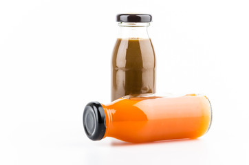 Vegetable juice bottle isolated white background