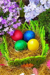 Colorful easter eggs, vertical composition