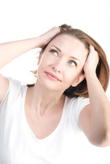 Fototapeta premium Portrait of woman isolated on a white background