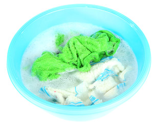 Soaking things in bowl isolated on white