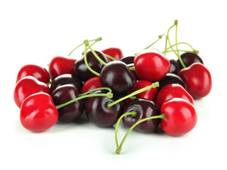 Obraz na płótnie Canvas Ripe cherries isolated on white
