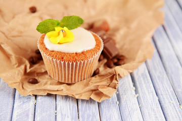 Tasty cupcake with butter cream,