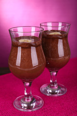 Cocktails with banana and chocolate