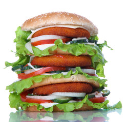 Huge burger, isolated on white