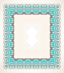 frame with leaves and swirls