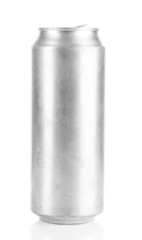 Metal beer can isolated on white