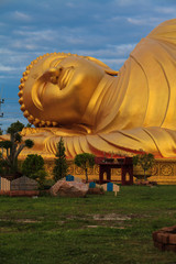 Reclining Buddha with blue sky.