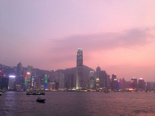 Fototapeta premium Skyline Hong kong during sunset
