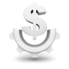 concept dollar currency symbol work gear icon