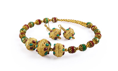 Indian Gold Necklace with Earrings