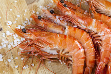 appetizing shrimps with copy space