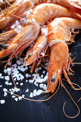 appetizing shrimps with copy space