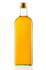 Bottle of virgin olive oil on a white ground
