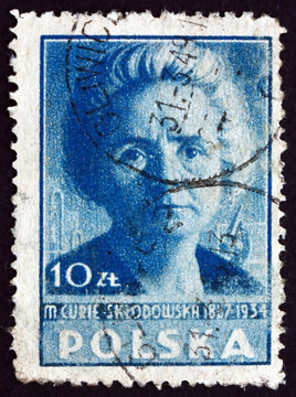 Postage stamp Poland 1947 Marie Sklodowska Curie, Scientist