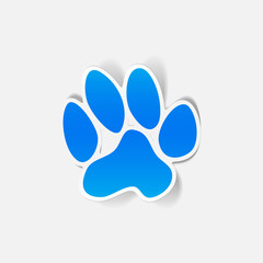 Fototapeta na wymiar sticker animal paw, realistic design element