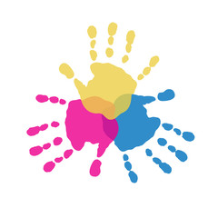 The three primary colors of handprints - 60704724
