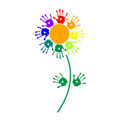 Flower of colorful hand prints - 60705112
