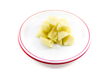 Frisch Geschälte und Gekochte Kartoffeln