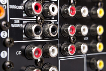Backside of black receiver with connectors