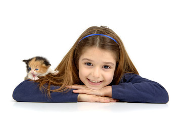 Girl with baby cat