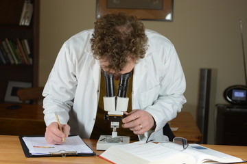 Looking into Microscope - closeup