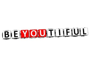 3D Beyoutiful Button Click Here Block Text