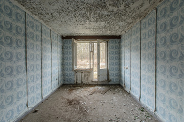 Empty room after the Russian army in Milovice city