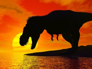Tyrannosaurus rex by sunset - 3D render © Elenarts