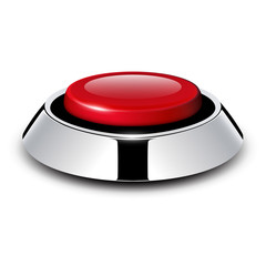 Red button with metallic, chrome elements
