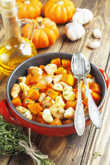 Chicken baked with pumpkin