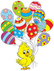 Easter Chick with balloons