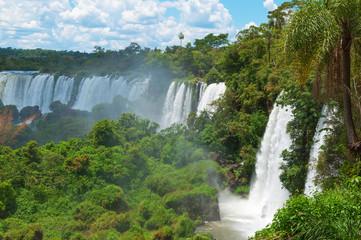 Iguassu waterfalls bordering Argentina Brazil