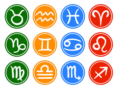 Illustration of the twelve signs of the zodiac