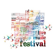 Obraz premium Colorful music background with hummingbirds